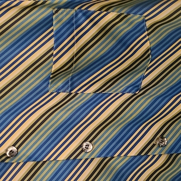 STEELHEAD Men's Retro Blue/Black/Cream Striped Button Down Shirt - Size Medium - Picture 3 of 11